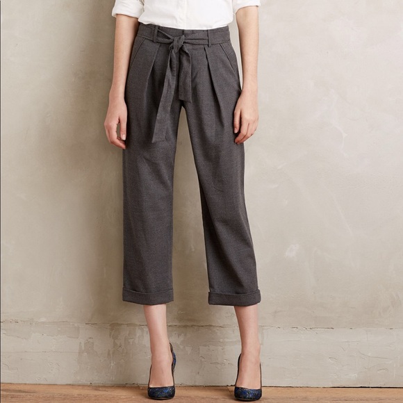 Anthropologie Pants - NWOT Anthropologie Sz 6 Belted Cropped Trousers